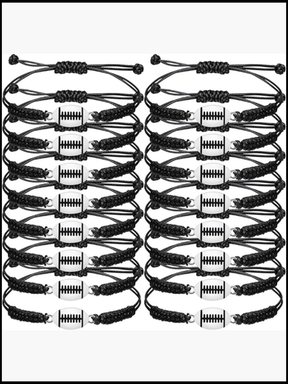 Set of 20 Sports Themed Woven Bracelets Basketball Football Baseball Volleyball